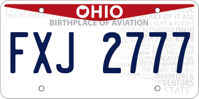 OH license plate FXJ2777