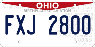 OH license plate FXJ2800