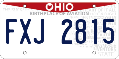 OH license plate FXJ2815