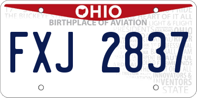 OH license plate FXJ2837