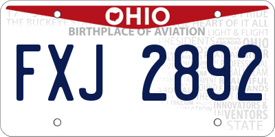 OH license plate FXJ2892
