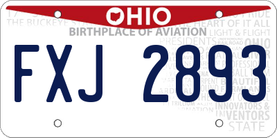 OH license plate FXJ2893