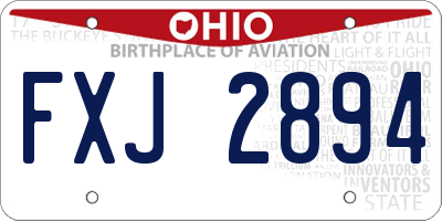 OH license plate FXJ2894
