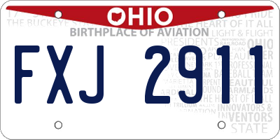 OH license plate FXJ2911