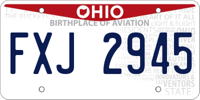 OH license plate FXJ2945