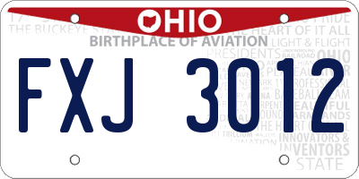 OH license plate FXJ3012