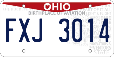 OH license plate FXJ3014