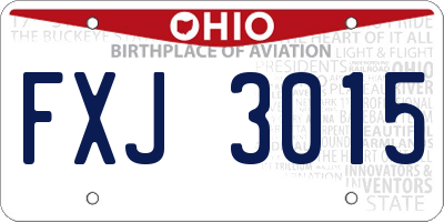 OH license plate FXJ3015