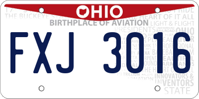 OH license plate FXJ3016