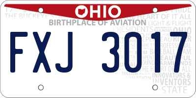 OH license plate FXJ3017