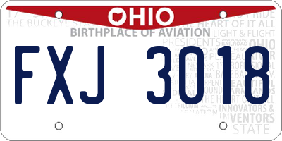 OH license plate FXJ3018