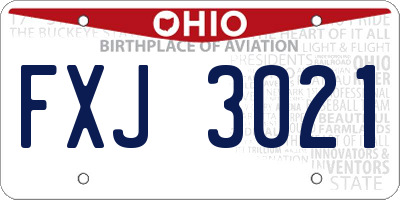 OH license plate FXJ3021