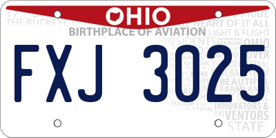 OH license plate FXJ3025