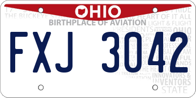 OH license plate FXJ3042