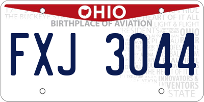 OH license plate FXJ3044