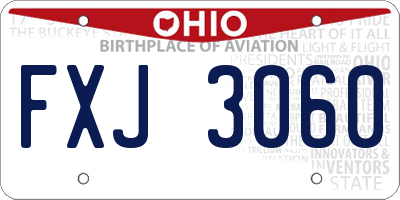 OH license plate FXJ3060