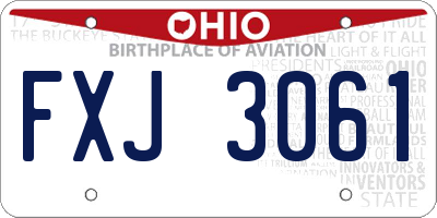 OH license plate FXJ3061