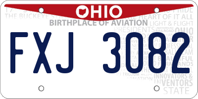 OH license plate FXJ3082