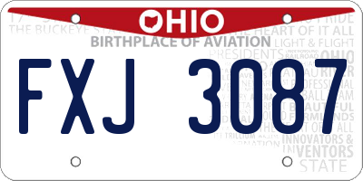 OH license plate FXJ3087