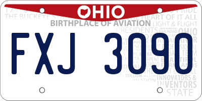 OH license plate FXJ3090