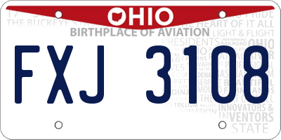 OH license plate FXJ3108