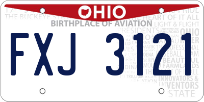 OH license plate FXJ3121