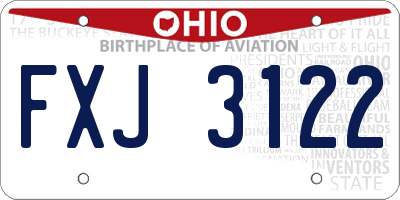 OH license plate FXJ3122