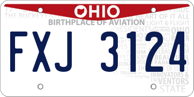 OH license plate FXJ3124