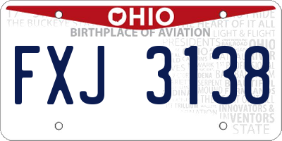OH license plate FXJ3138