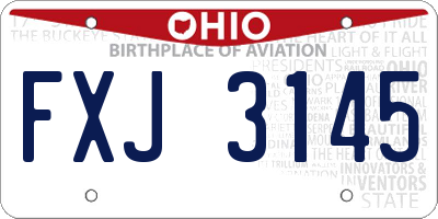 OH license plate FXJ3145