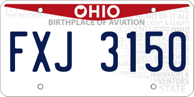 OH license plate FXJ3150