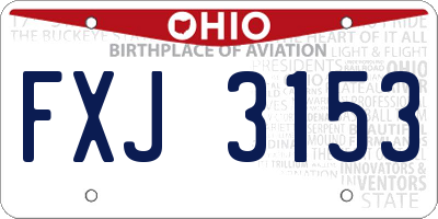 OH license plate FXJ3153