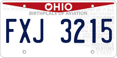 OH license plate FXJ3215