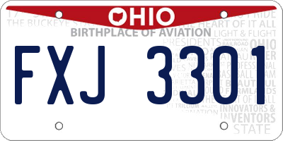 OH license plate FXJ3301