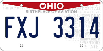 OH license plate FXJ3314