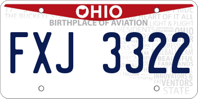 OH license plate FXJ3322