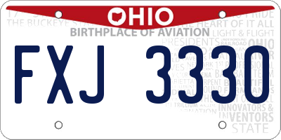 OH license plate FXJ3330