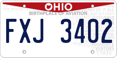 OH license plate FXJ3402