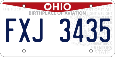 OH license plate FXJ3435