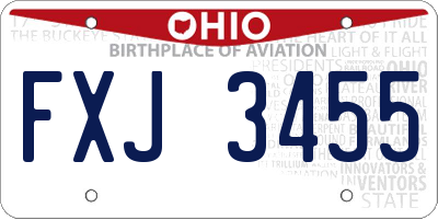 OH license plate FXJ3455