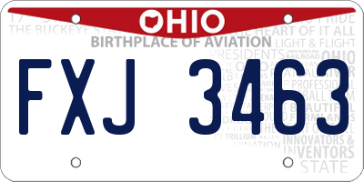 OH license plate FXJ3463