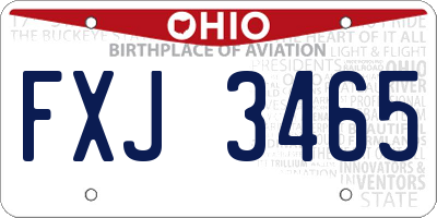 OH license plate FXJ3465