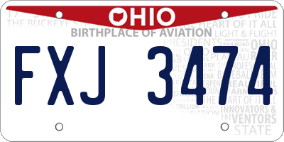 OH license plate FXJ3474