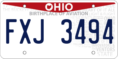 OH license plate FXJ3494