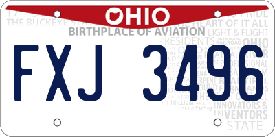 OH license plate FXJ3496