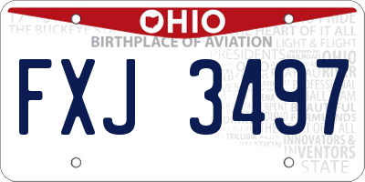 OH license plate FXJ3497