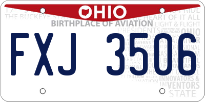 OH license plate FXJ3506