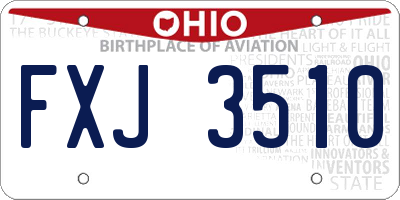 OH license plate FXJ3510