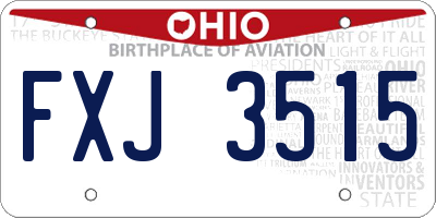 OH license plate FXJ3515