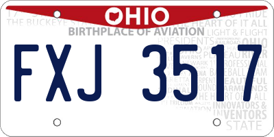 OH license plate FXJ3517